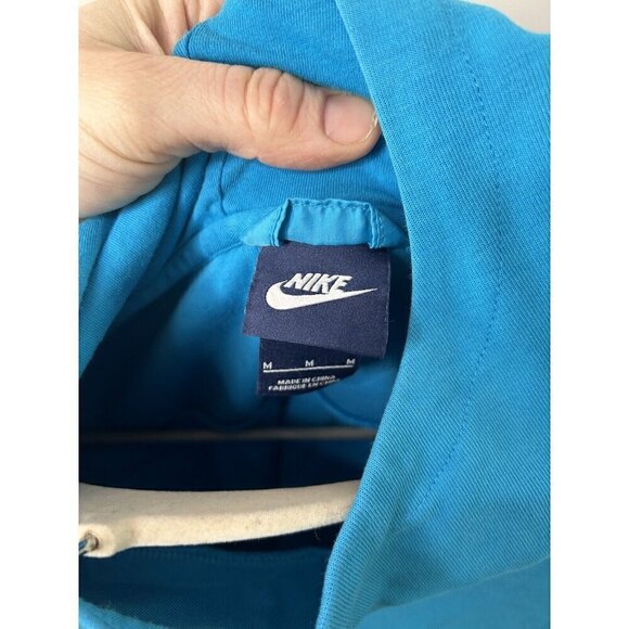 Nike Swoosh Ninja Neck Hoodie Blue Long Sleeve Vintage Y2K Size Medium - Picture 11 of 12
